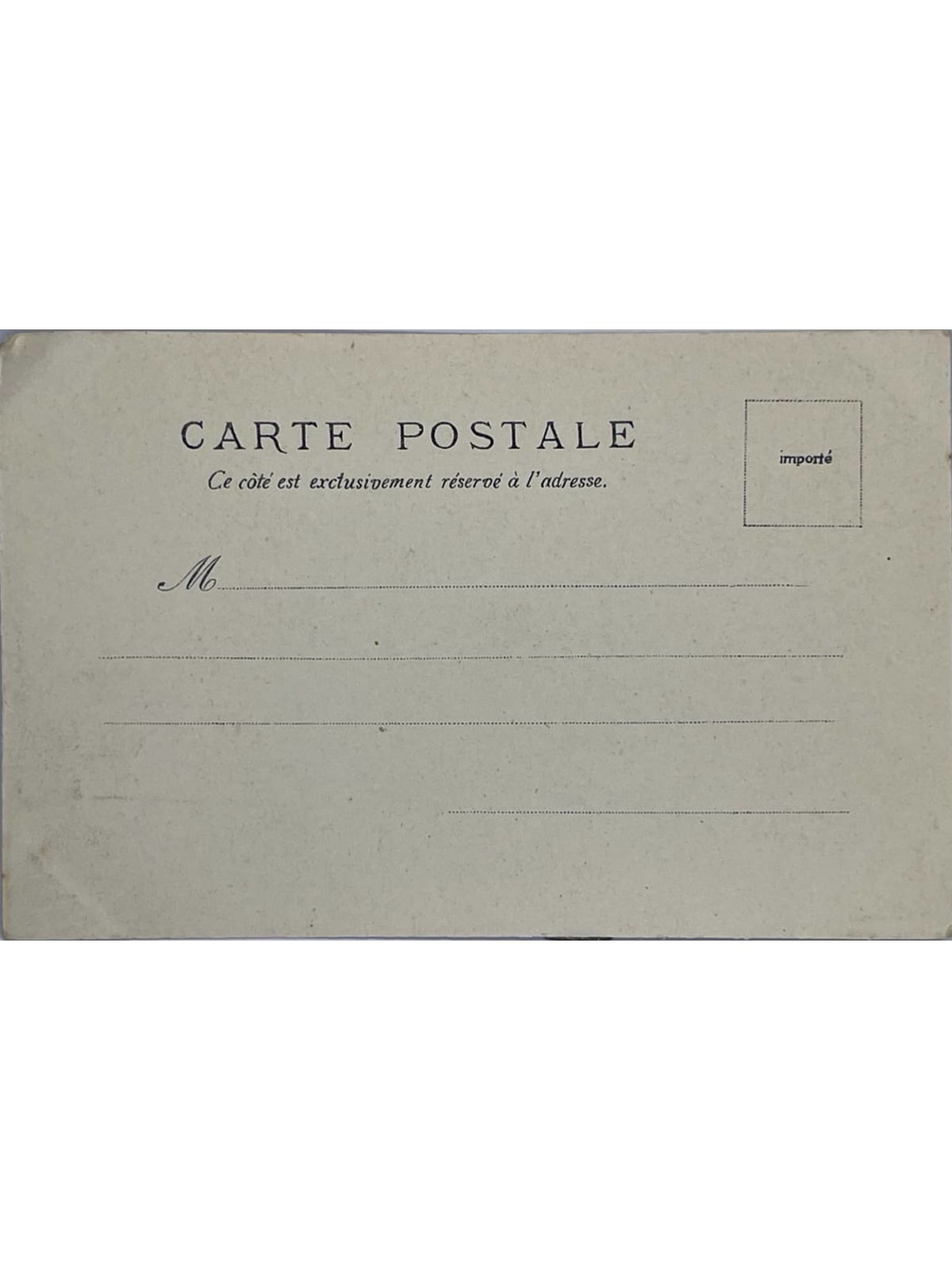 Verso de la carte postale