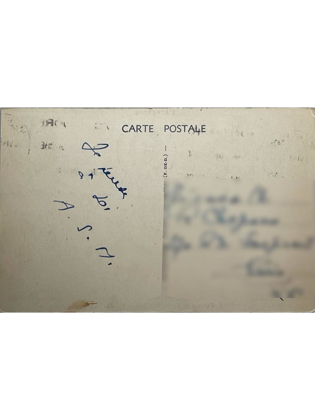 Verso de la carte postale