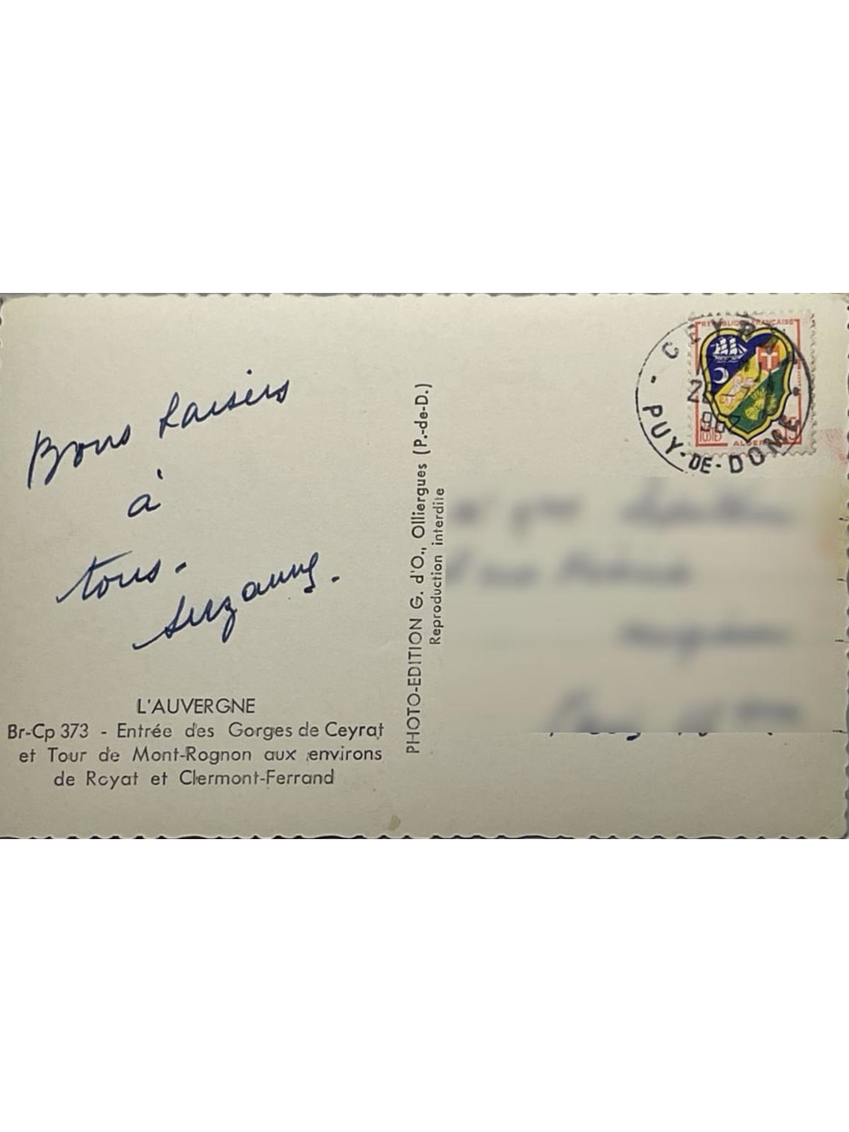 Verso de la carte postale