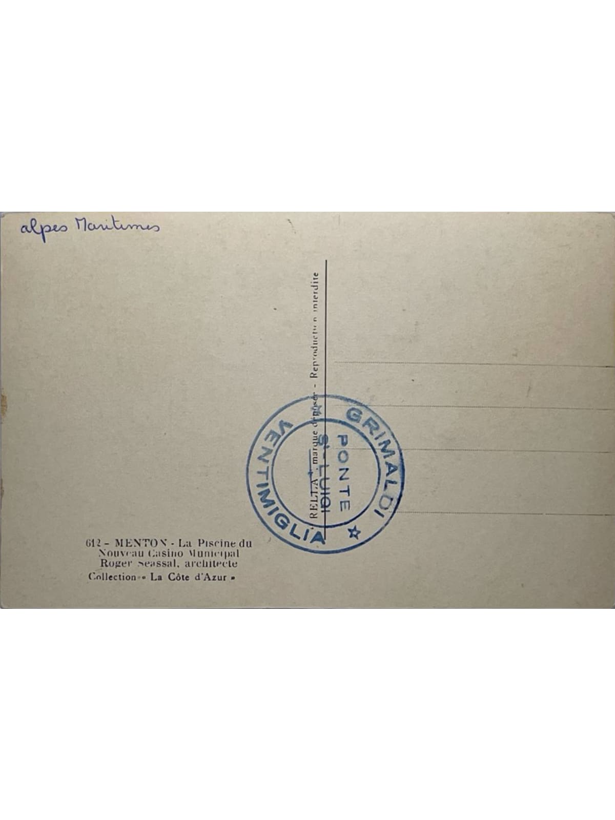 Verso de la carte postale