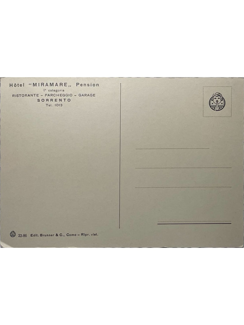 Verso de la carte postale
