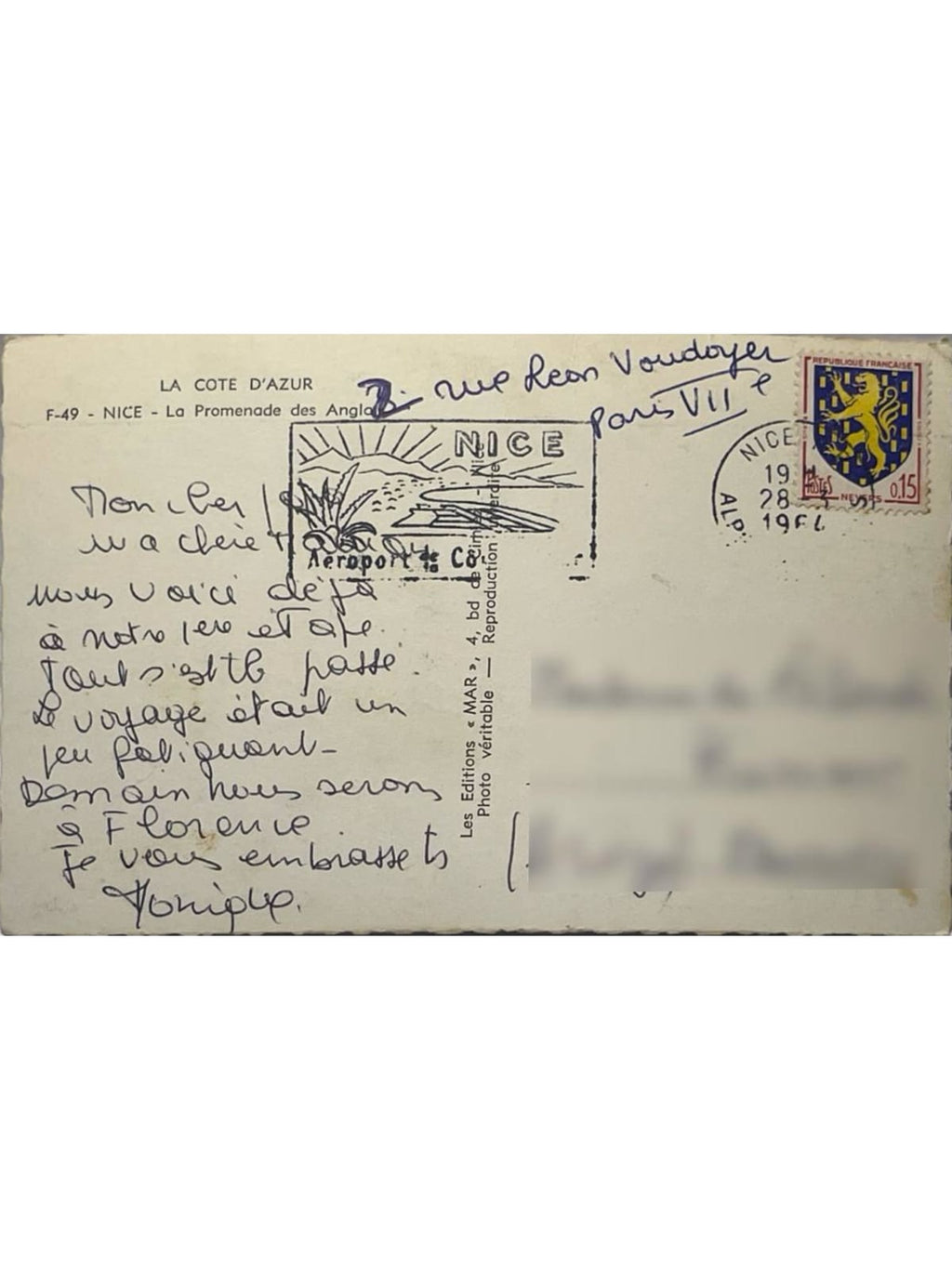 Verso de la carte postale