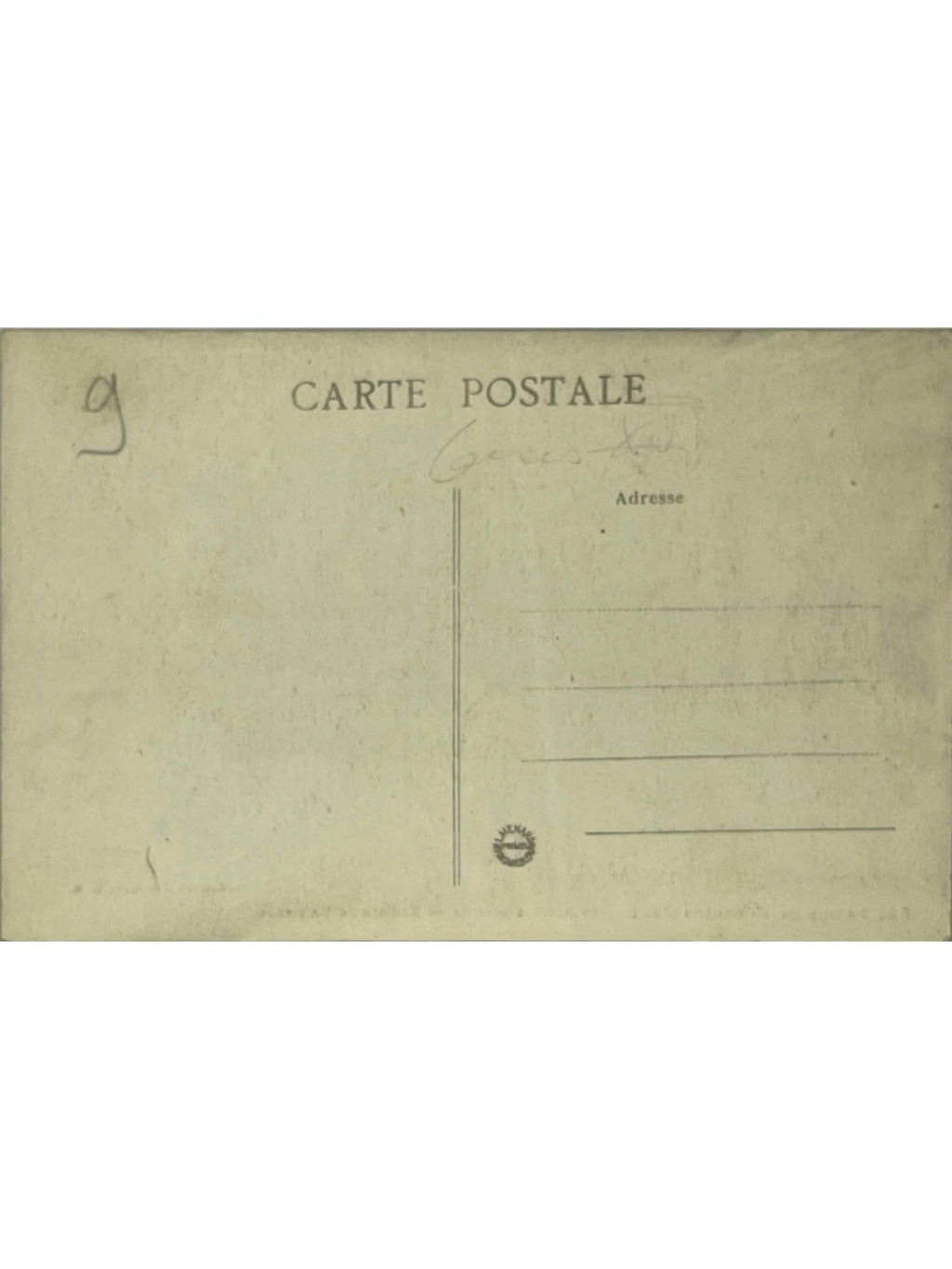 Verso de la carte postale
