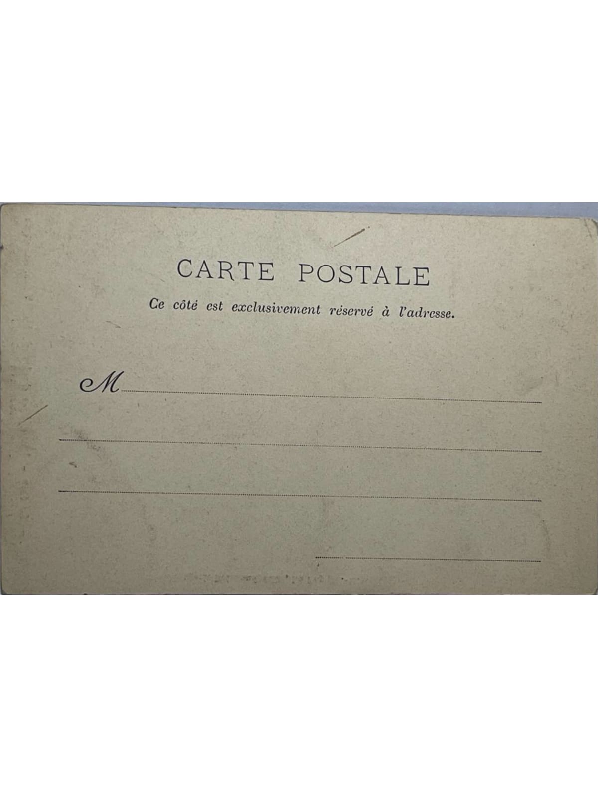 Verso de la carte postale