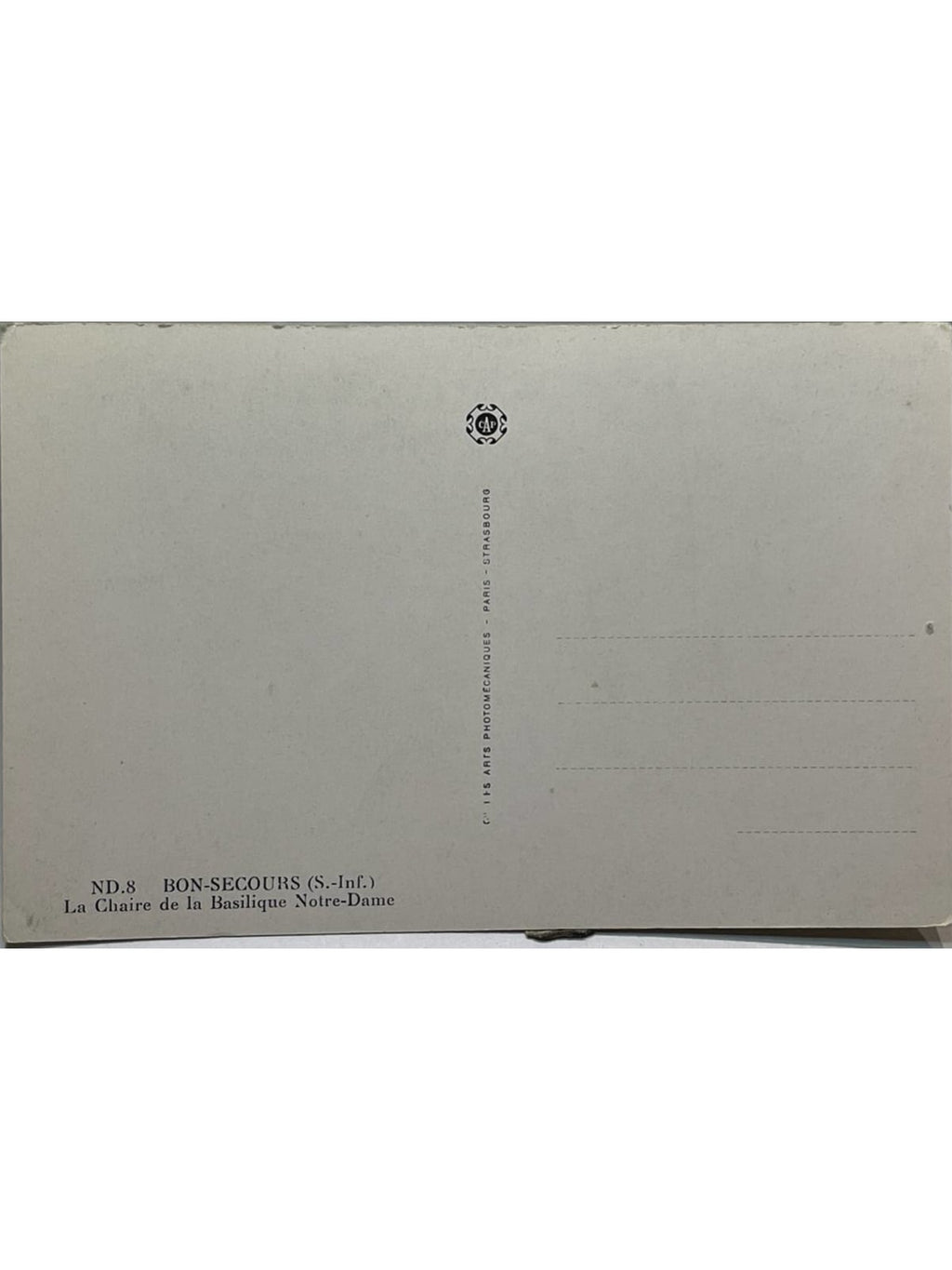 Verso de la carte postale