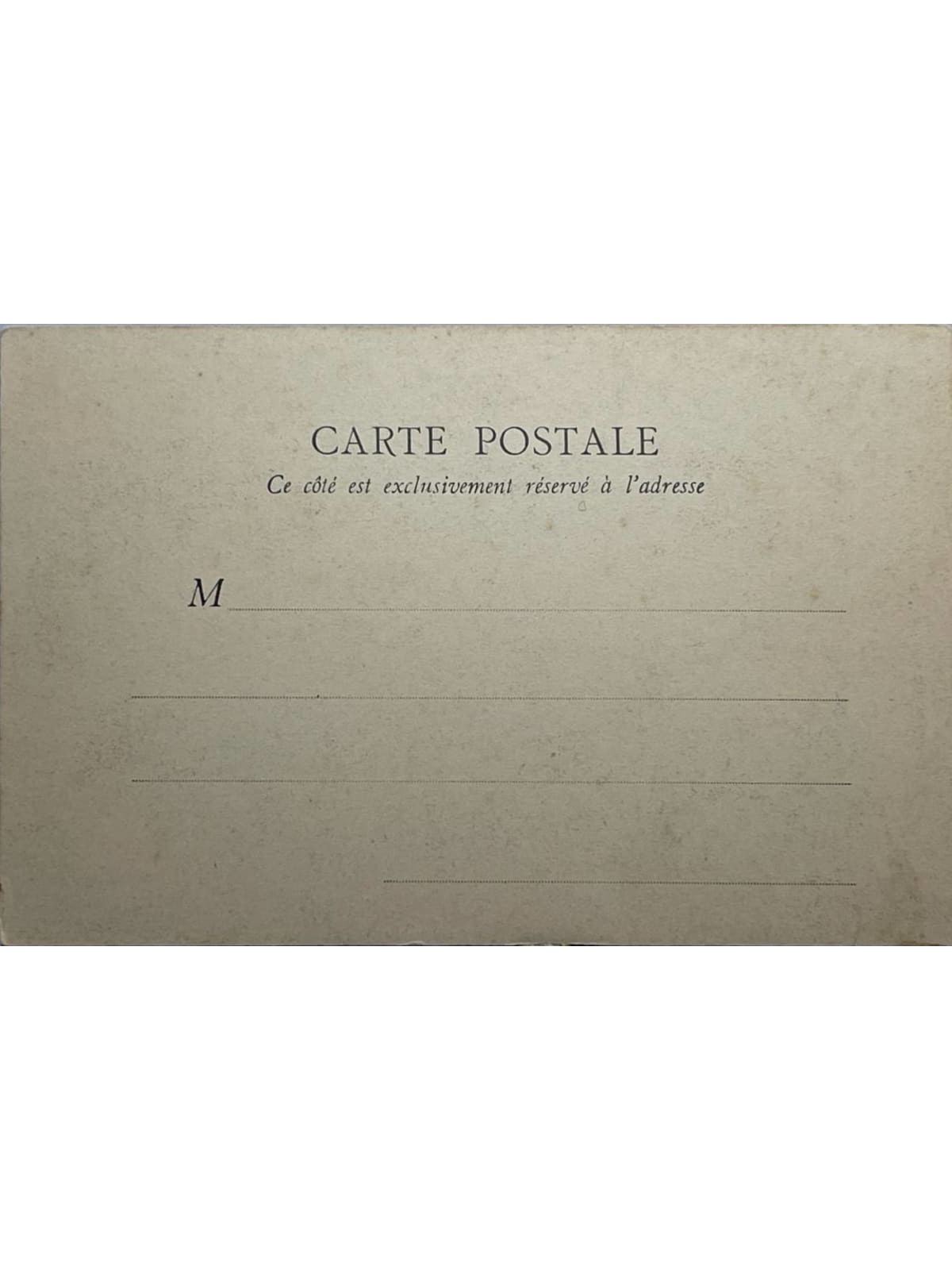 Verso de la carte postale