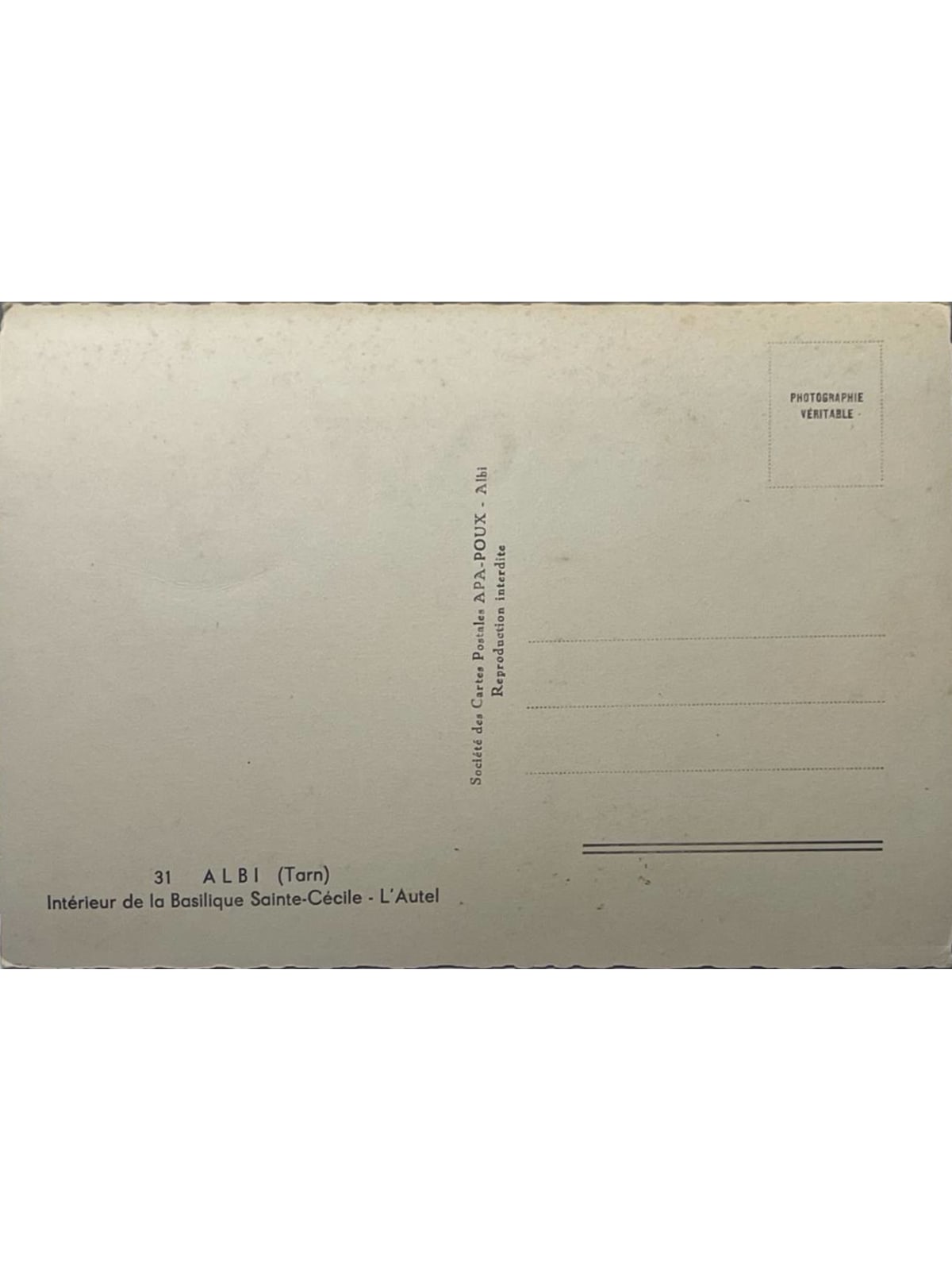 Verso de la carte postale