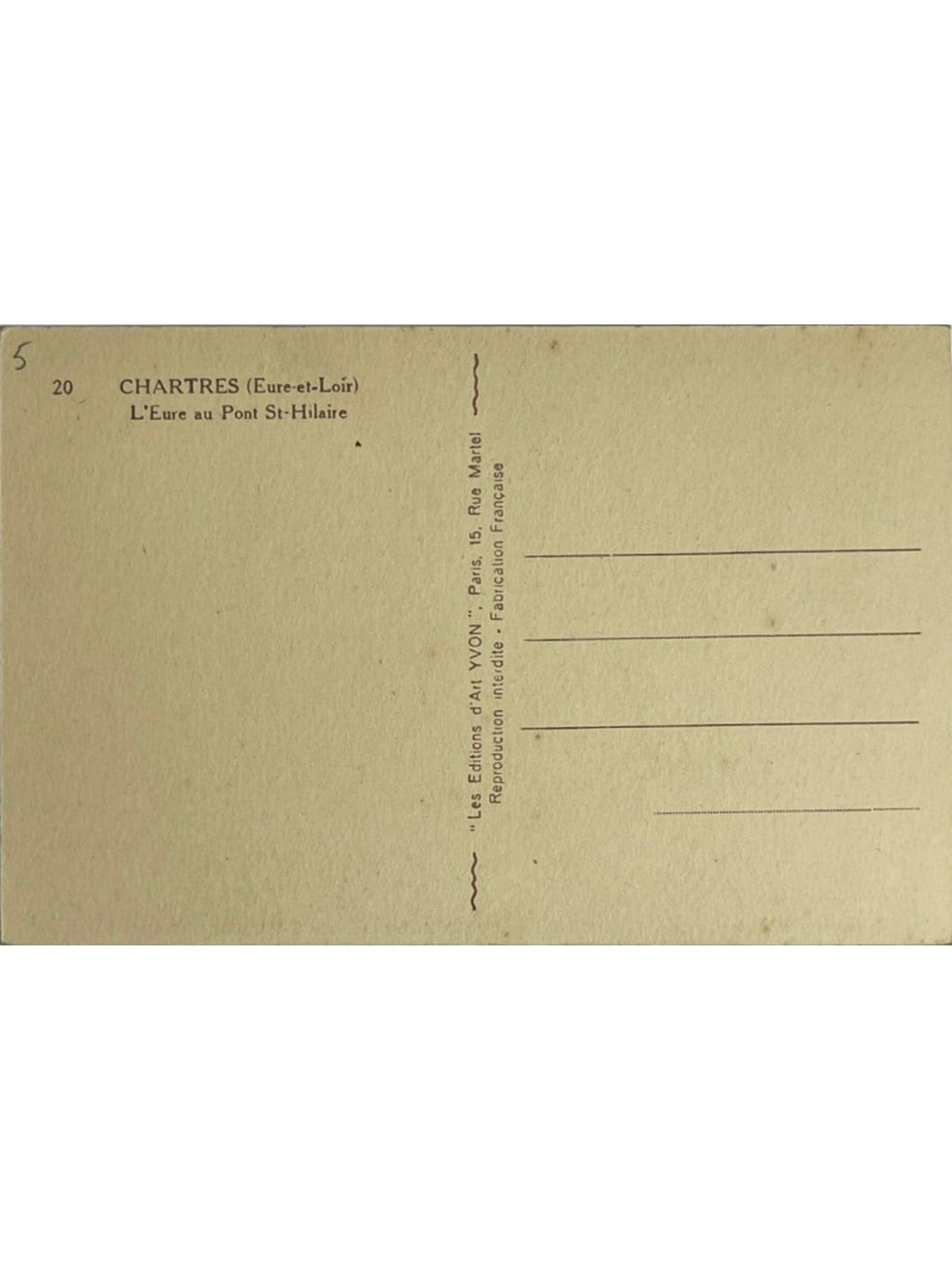 Verso de la carte postale