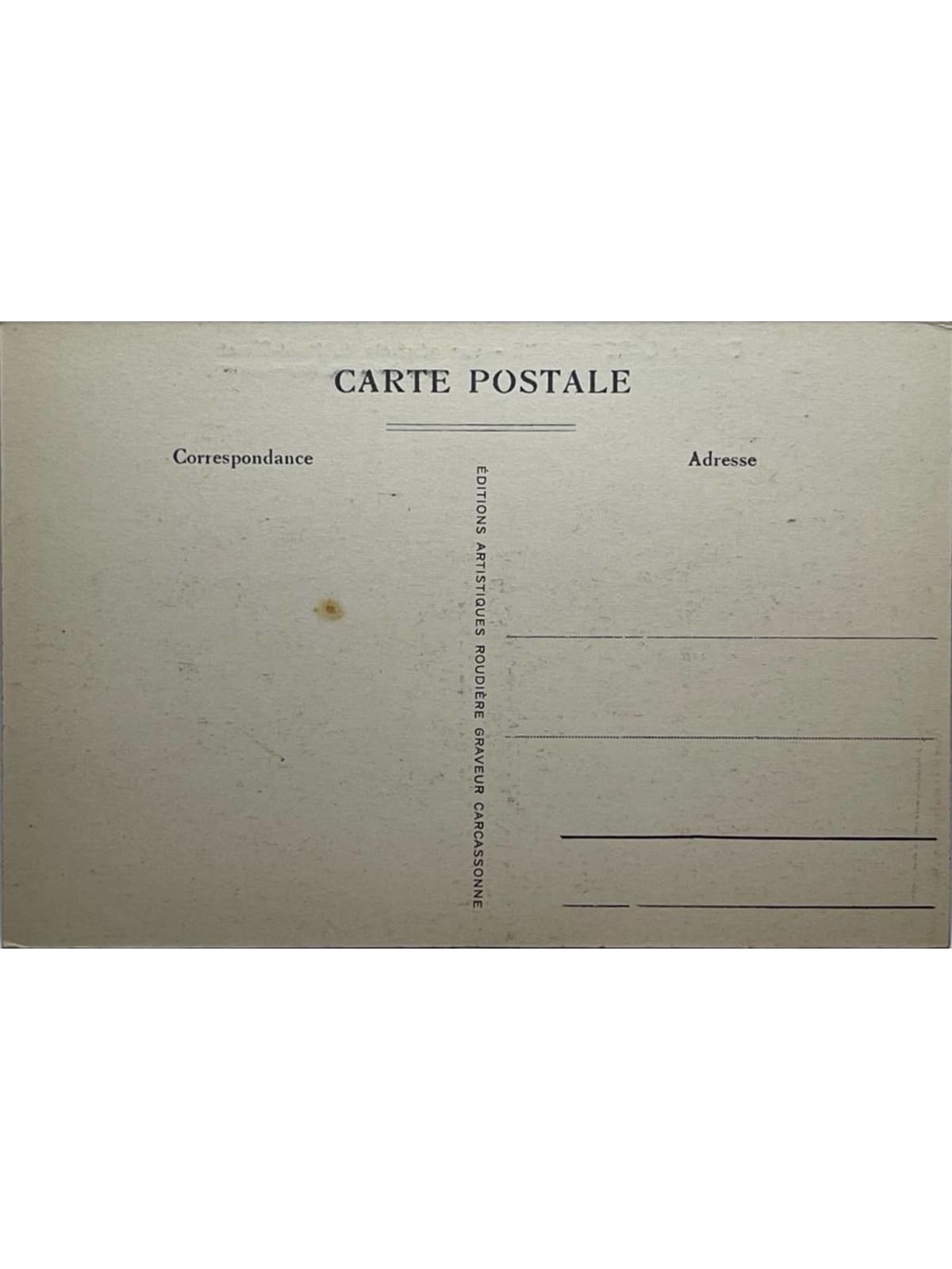 Verso de la carte postale