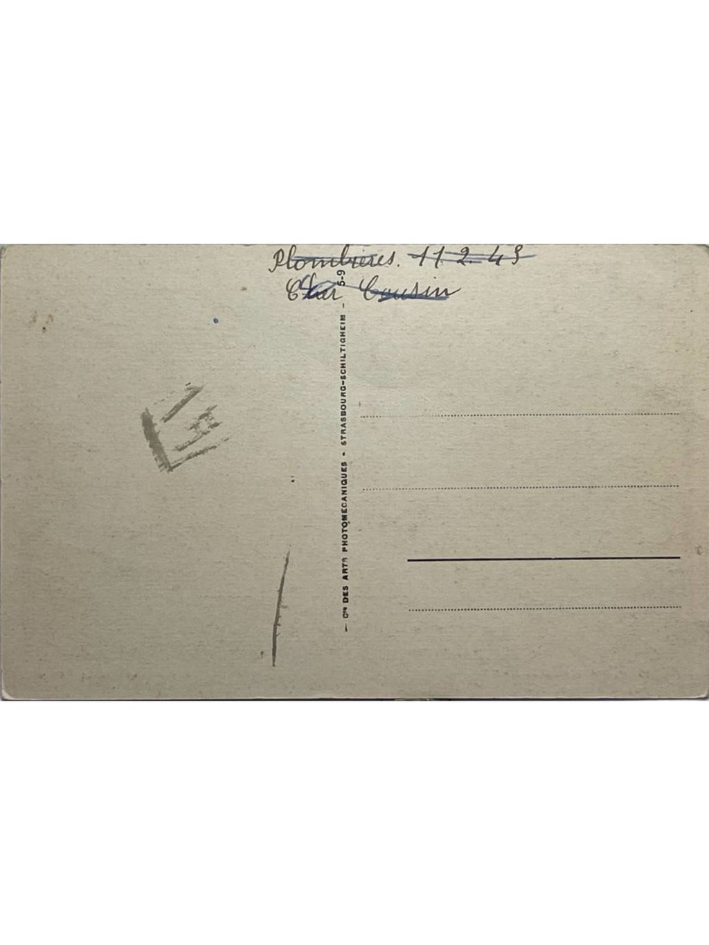 Verso de la carte postale