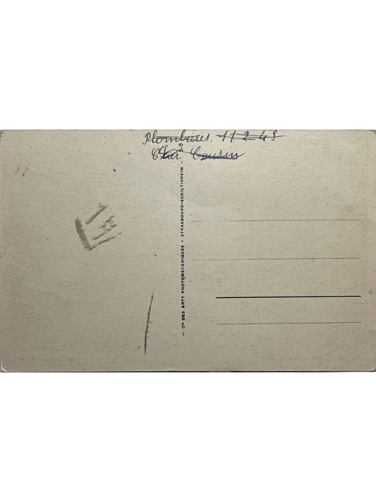 Verso de la carte postale